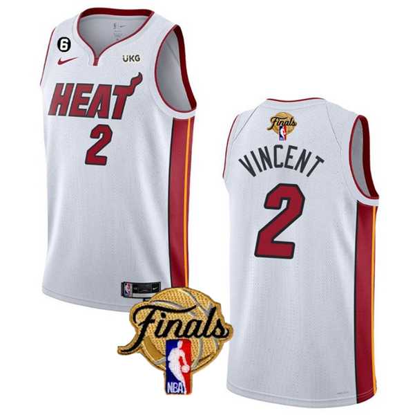 Men%27s Miami Heat #2 Gabe Vincent White 2023 Finals Association Edition With NO.6 Patch Stitched Basketball Jersey